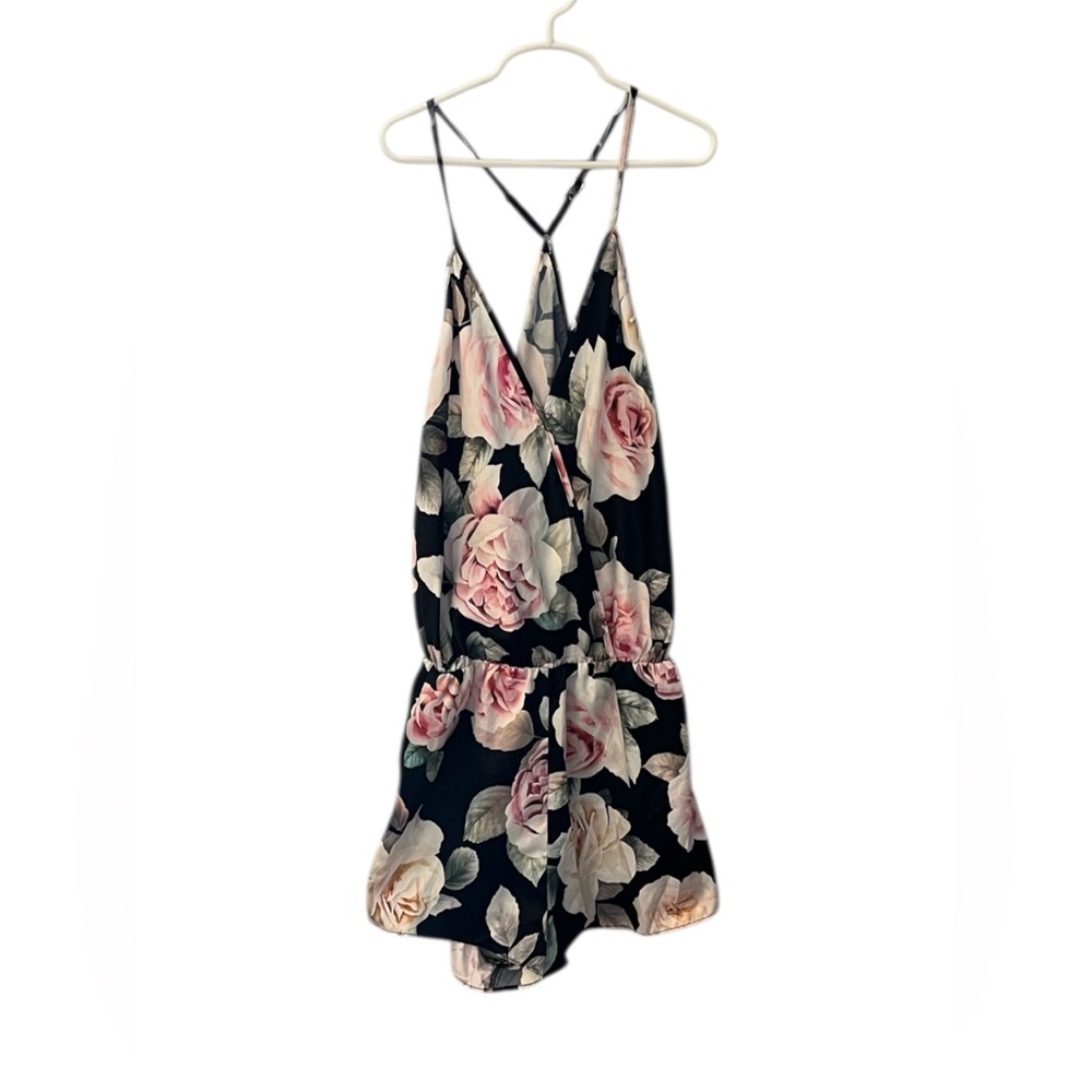 New with tags! Flora Nikrooz Floral Black Sleep Romper